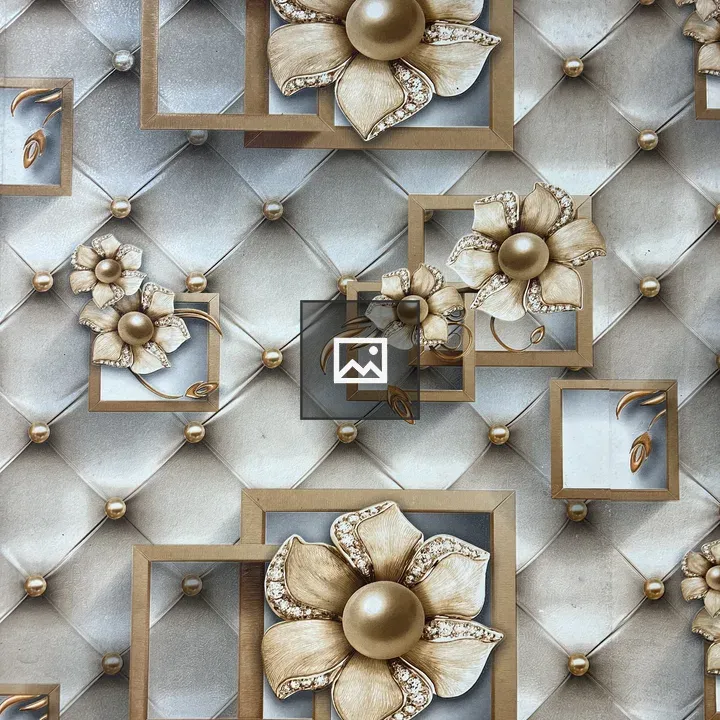 Quilted wall panel with gold flowers