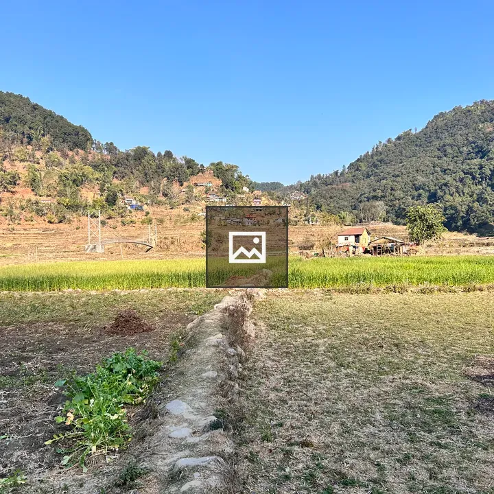 Traditional Nepali house in a field