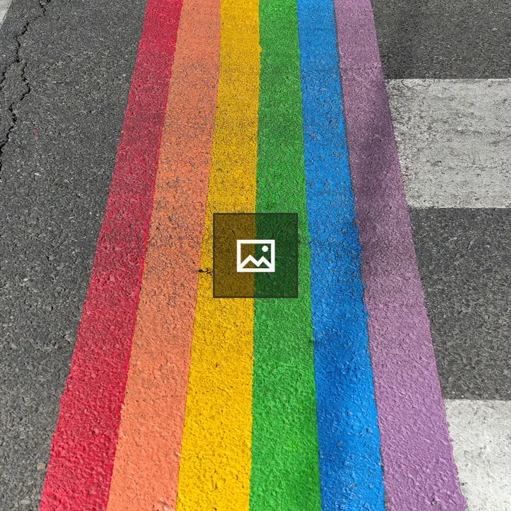 Pedestrian crossing with rainbow colors