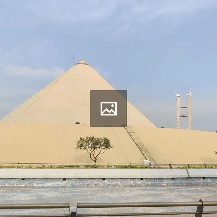 Beige cone-shaped building
