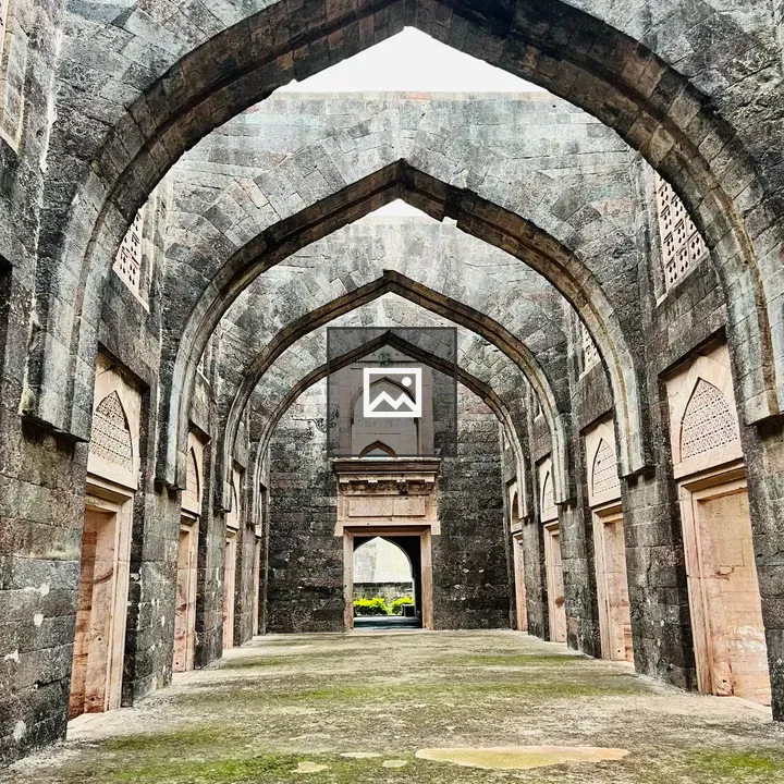 Historic stone arcade corridor