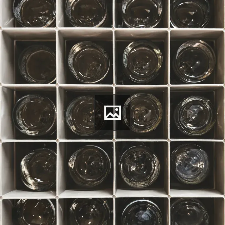 Overhead box of glasses