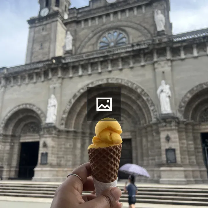 Mango Ice Cream with Church Facade