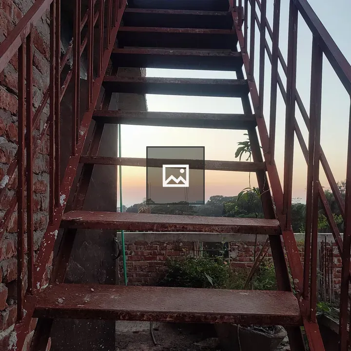 Rusty red iron staircase