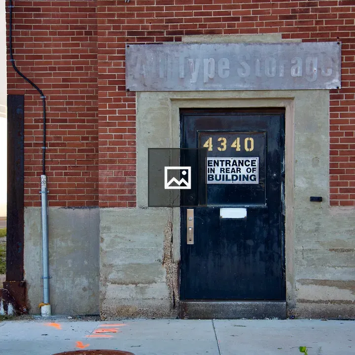 Entrance to abandoned brick building in St. Louis