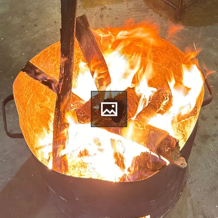 Circular Fire Pit with Flames