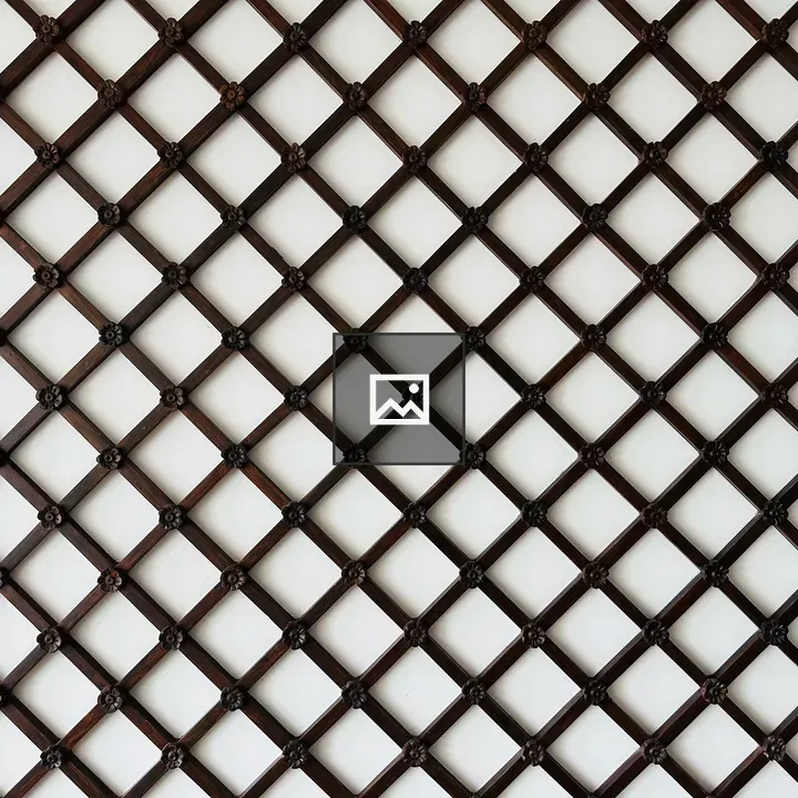 Wooden lattice panel with floral motifs