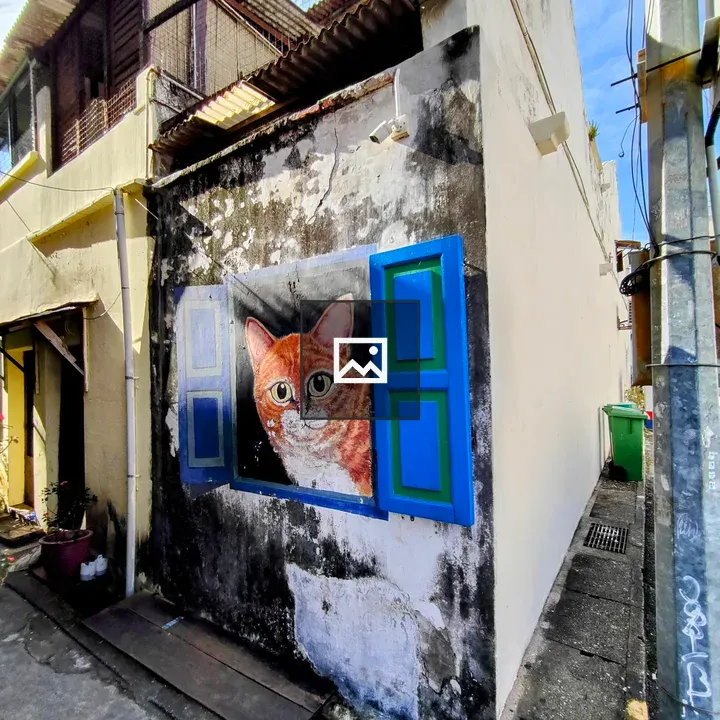 Orange Cat Mural in Alley