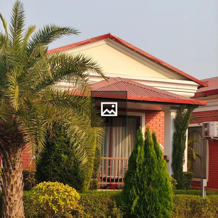 Modern single-story house with red roof