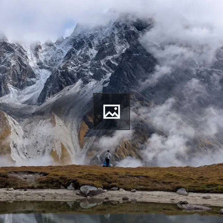 Snowy rocky mountain landscape