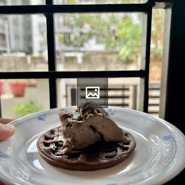 Waffle dessert with toppings