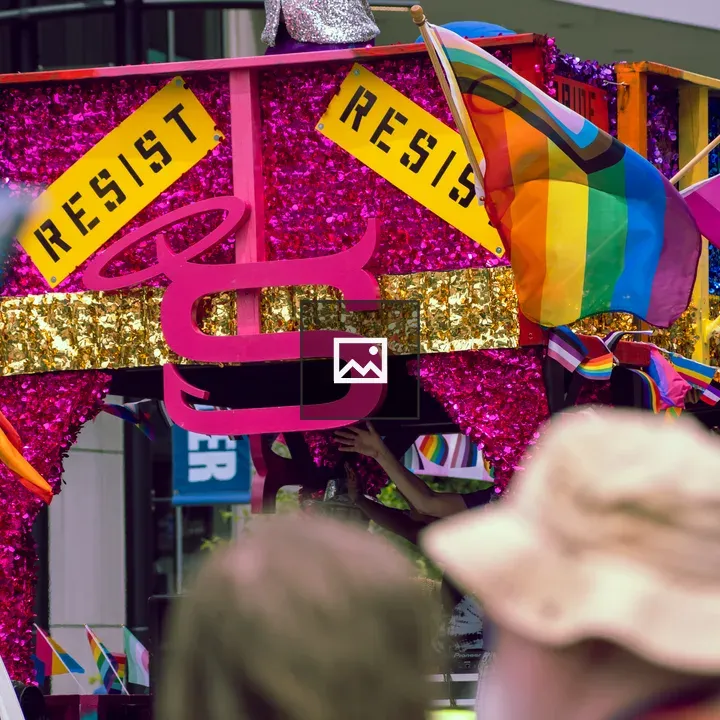 Pride Parade Float with RESIST Sign