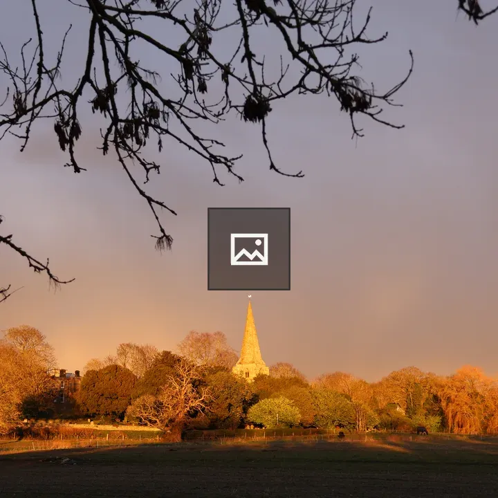 Church steeple at sunset