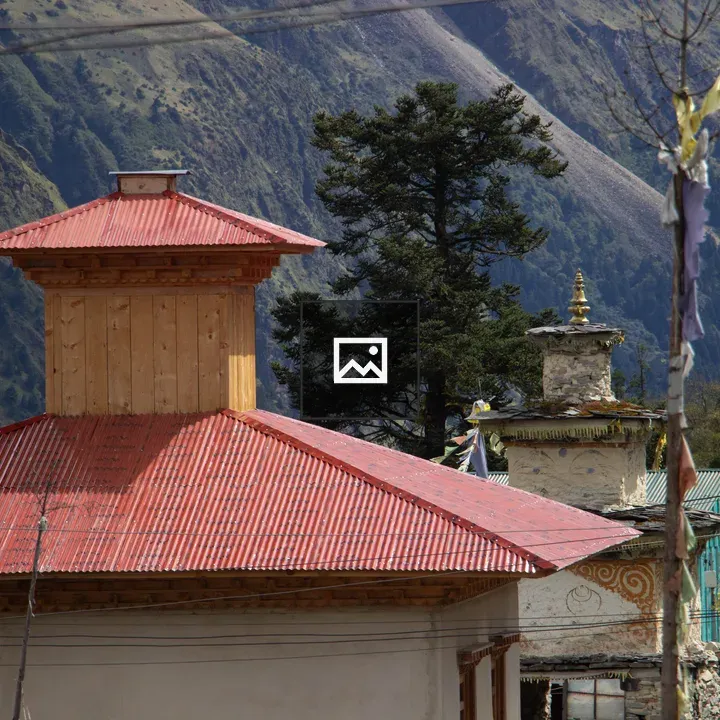 Buildings with Red Roofs and Wood