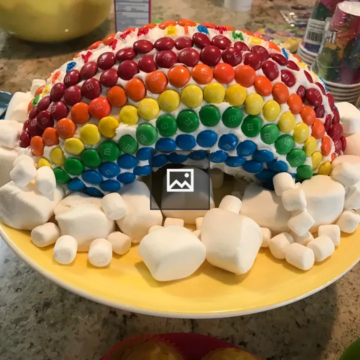 M&M Birthday Cake Rainbow Arch