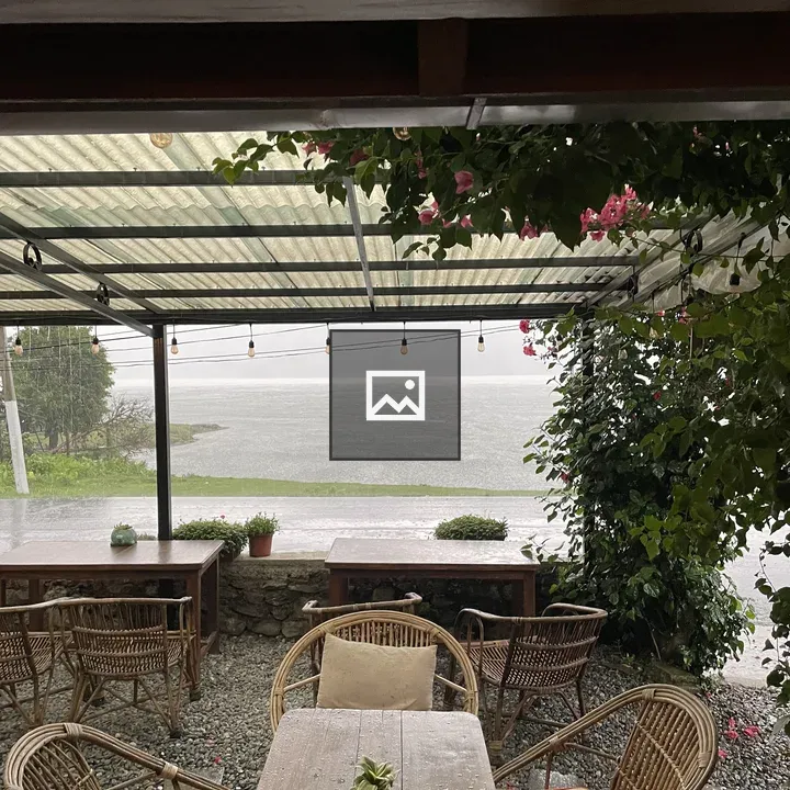 Outdoor café seating with rain
