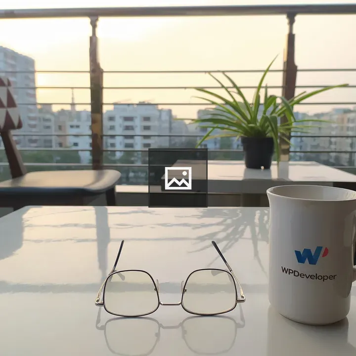 Coffee and winter light scene