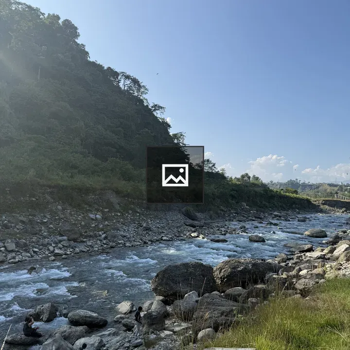 Rocky riverbank landscape