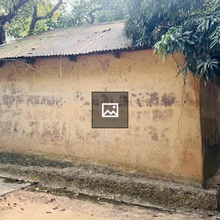 Side view of rustic mud-walled building