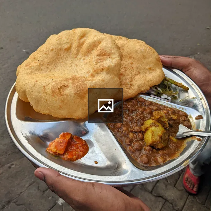 Chhole Bhature with Red Pickles