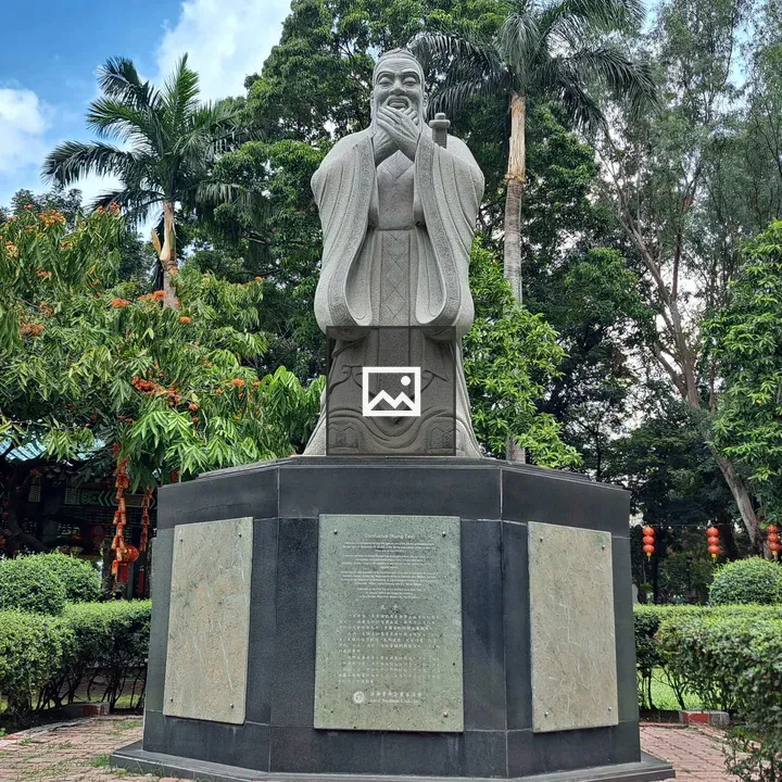 Stone statue in garden
