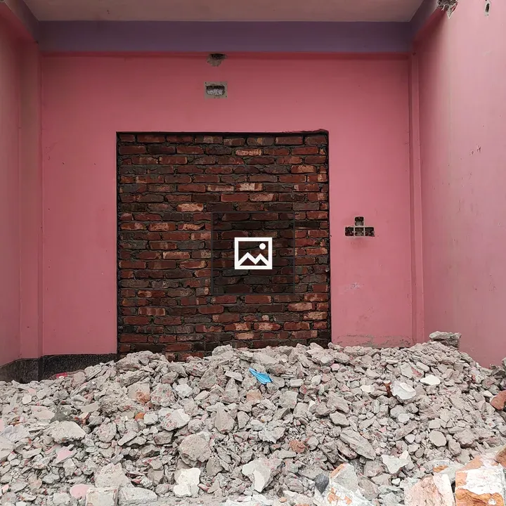 Pink building with door