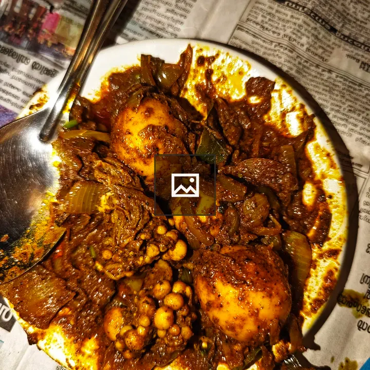 Spicy dish with eggs and meat