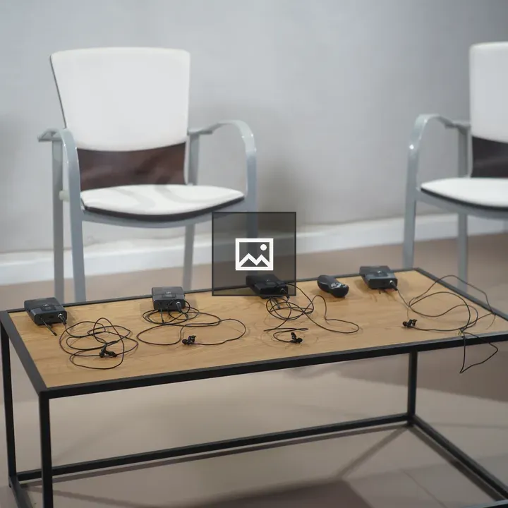 Two Chairs and Microphone Table