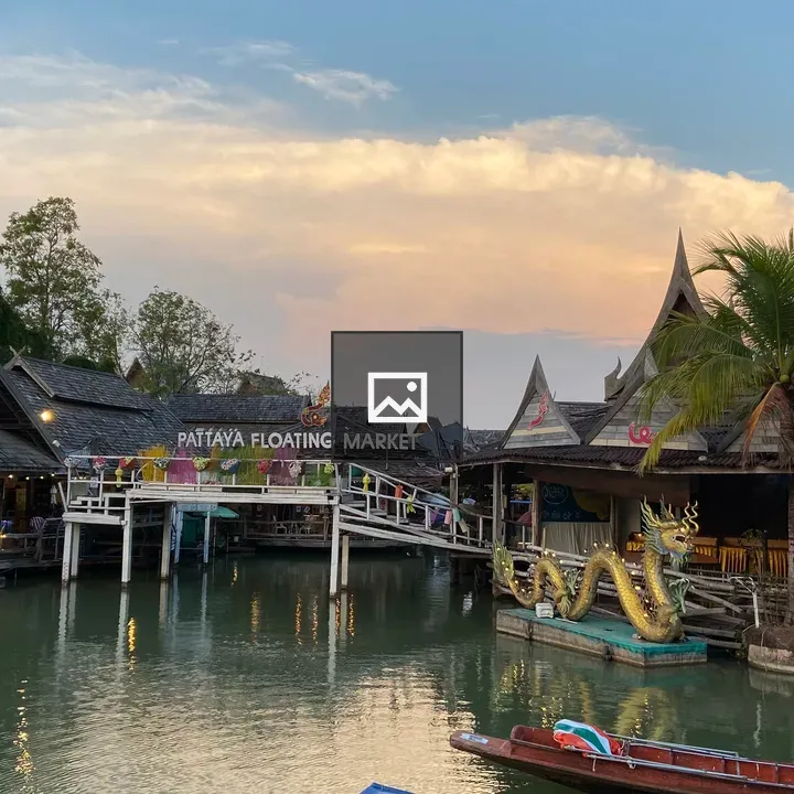 Traditional Thai boats at Pattaya Floating Market