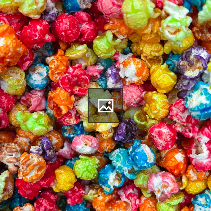 Close-up of colorful popcorn pieces