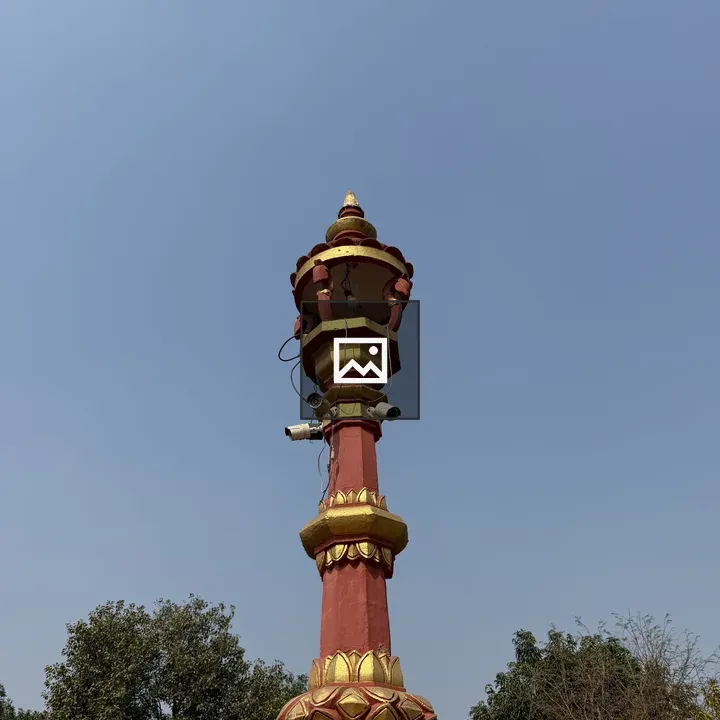Decorative lamp post at Lumbini Temple