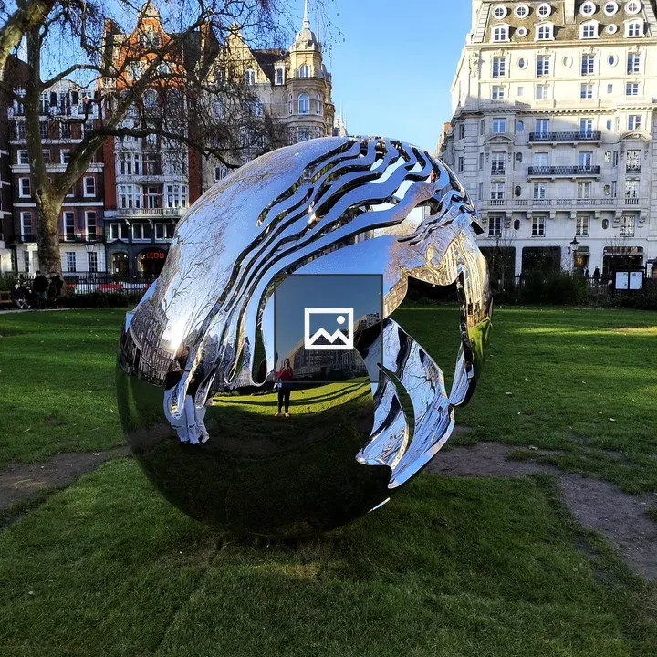 Shiny abstract metal sculpture