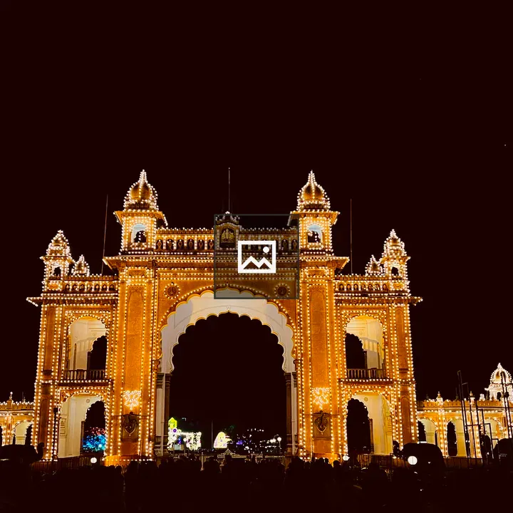 Mysore Palace Gate at Night
