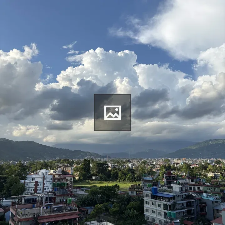 Cityscape with Clouds and Greenery