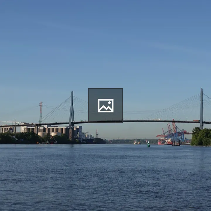Port View with Boat and Bridge