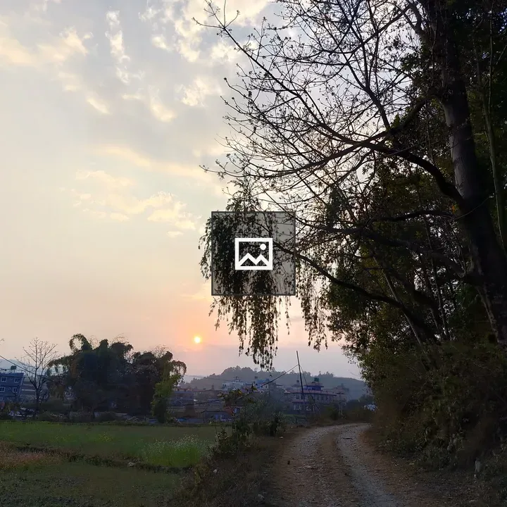 Sunset Path Over Hills and Trees