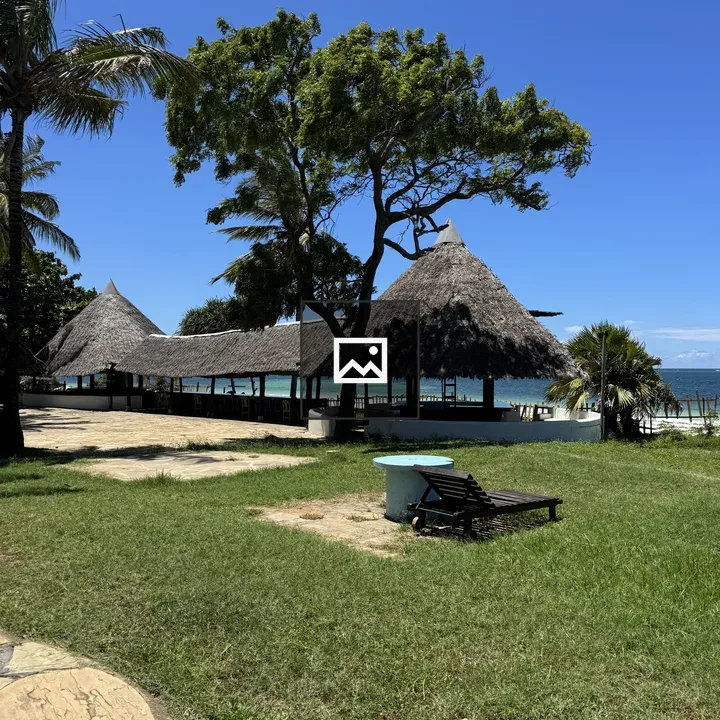 Thatched Roof Beach Scene