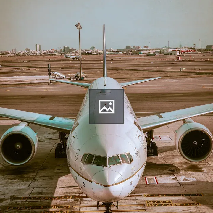 Front view of commercial airplane