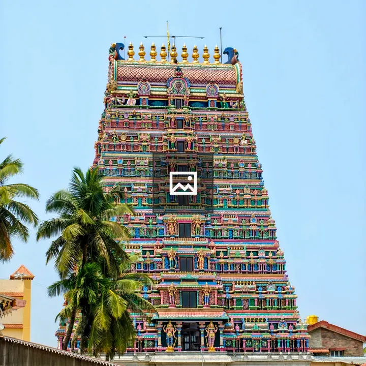 Colorful gopuram at Sharada Temple