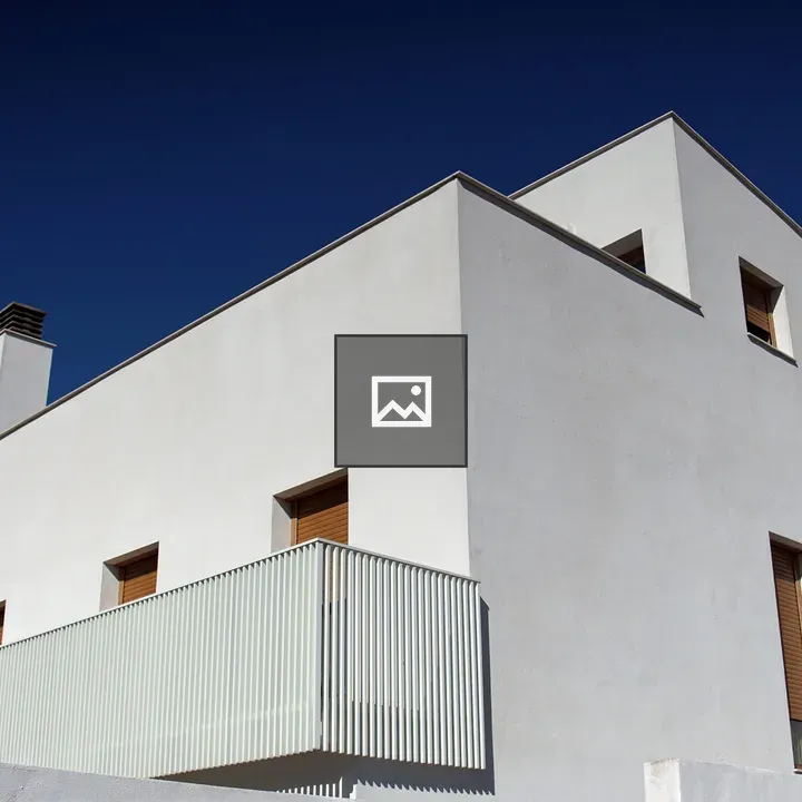 Modern white house with rectangular windows