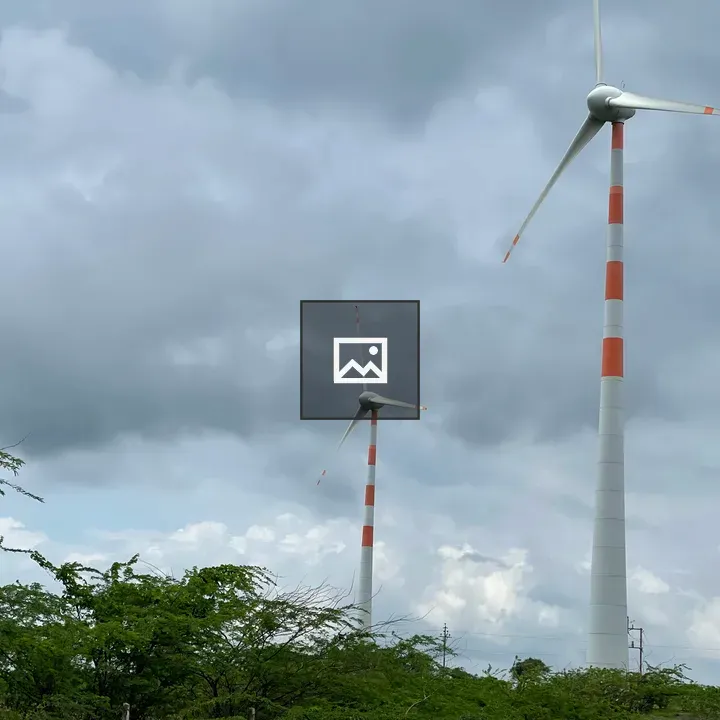White and orange wind turbines