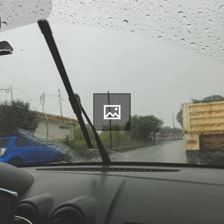 View Inside Car During Heavy Rain