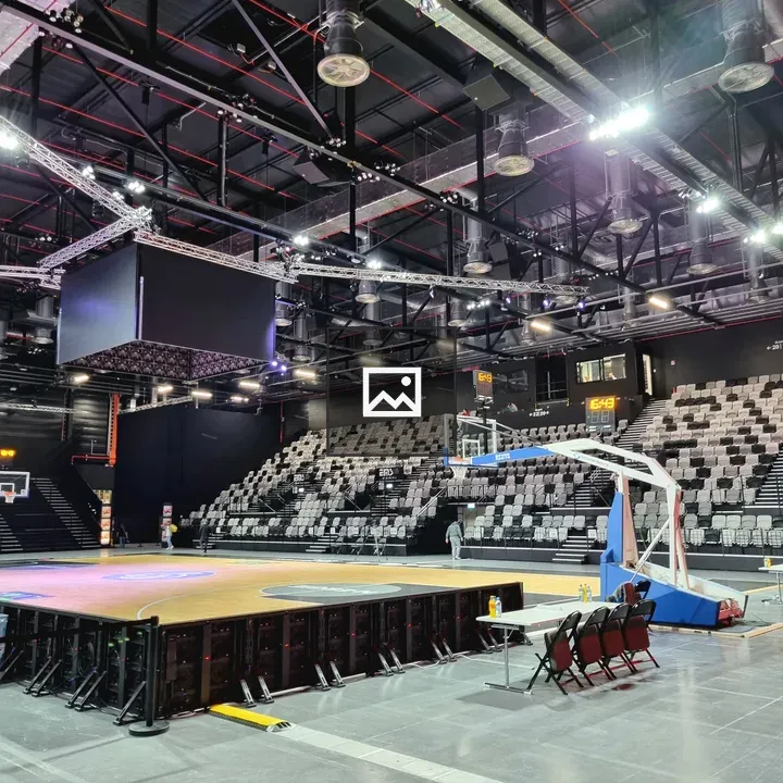Interior of empty basketball arena