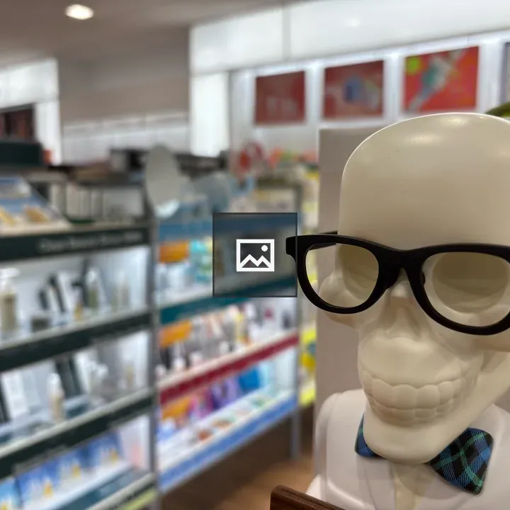 Plastic skull with glasses and bowtie