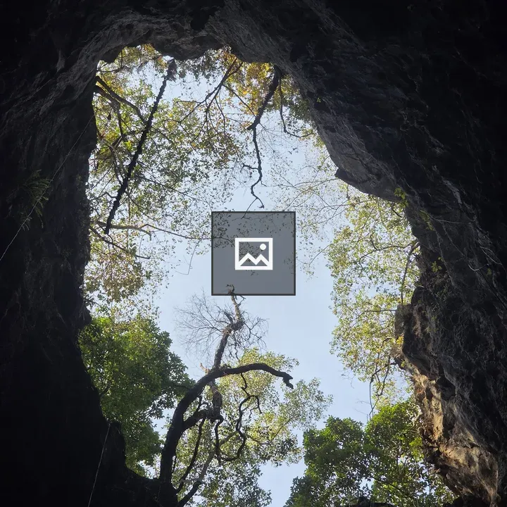 Cave interior with jagged opening