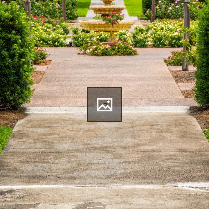 Fountain at end of garden path