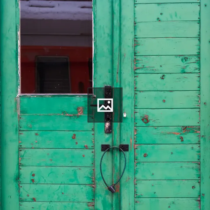 Old green wooden door