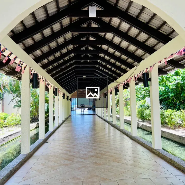 Corridor with Columns and Arched Ceiling