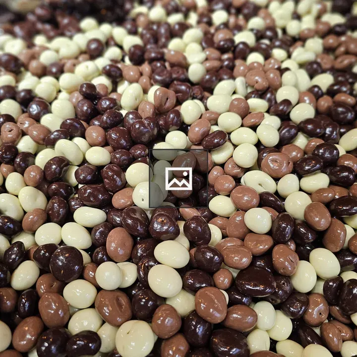 Chocolate-covered coffee beans close-up