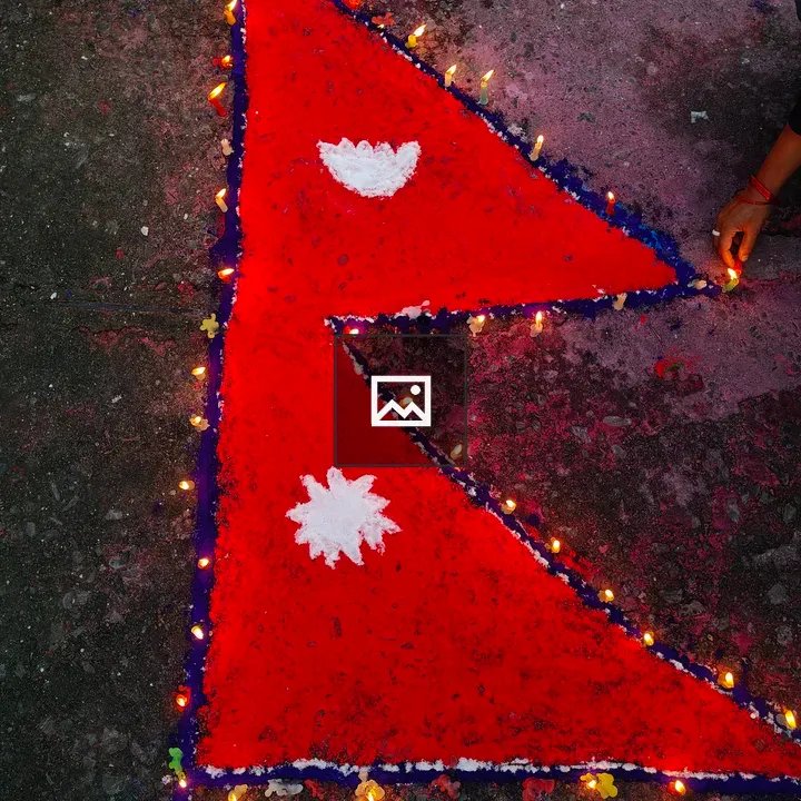 Nepali flag decoration close-up